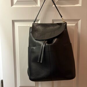 Elegant Black Leather Cuyana Backpack